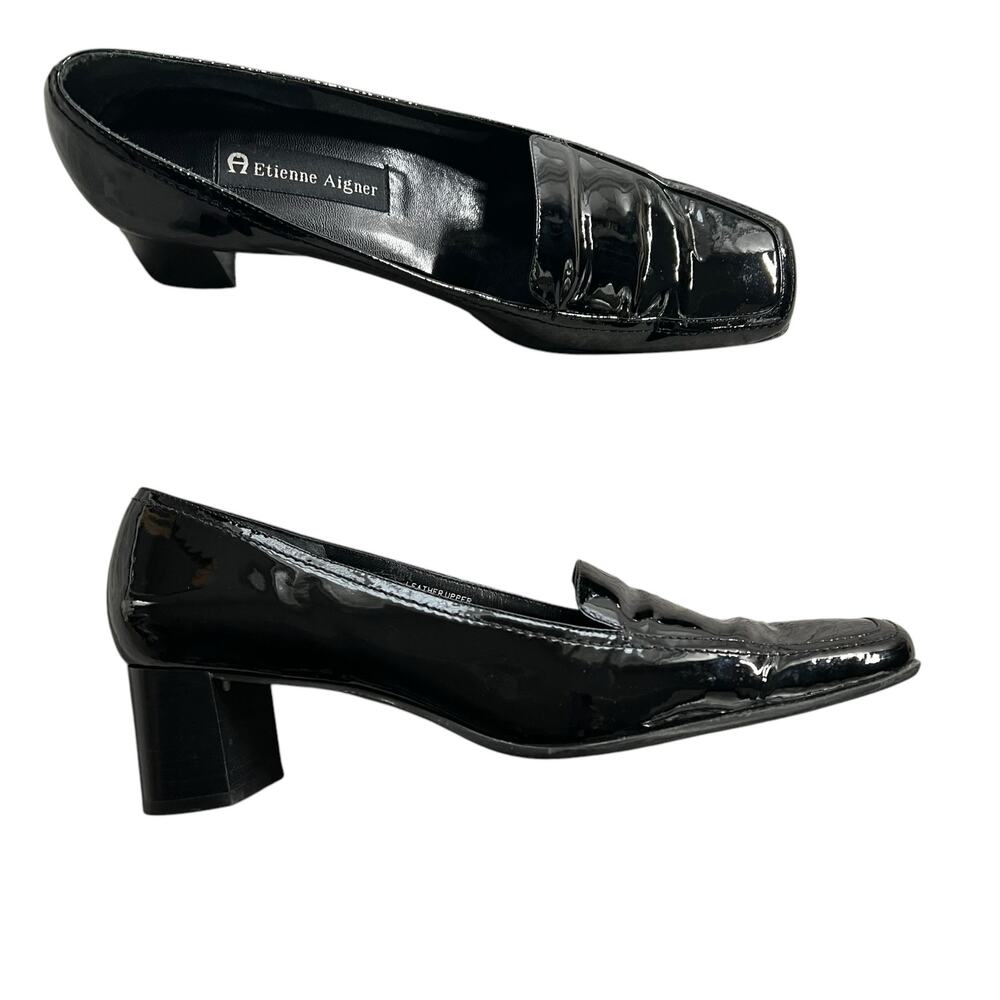 ETIENNE AIGNER VINTAGE Classic Square Toe Patent Leather Shoe Women's